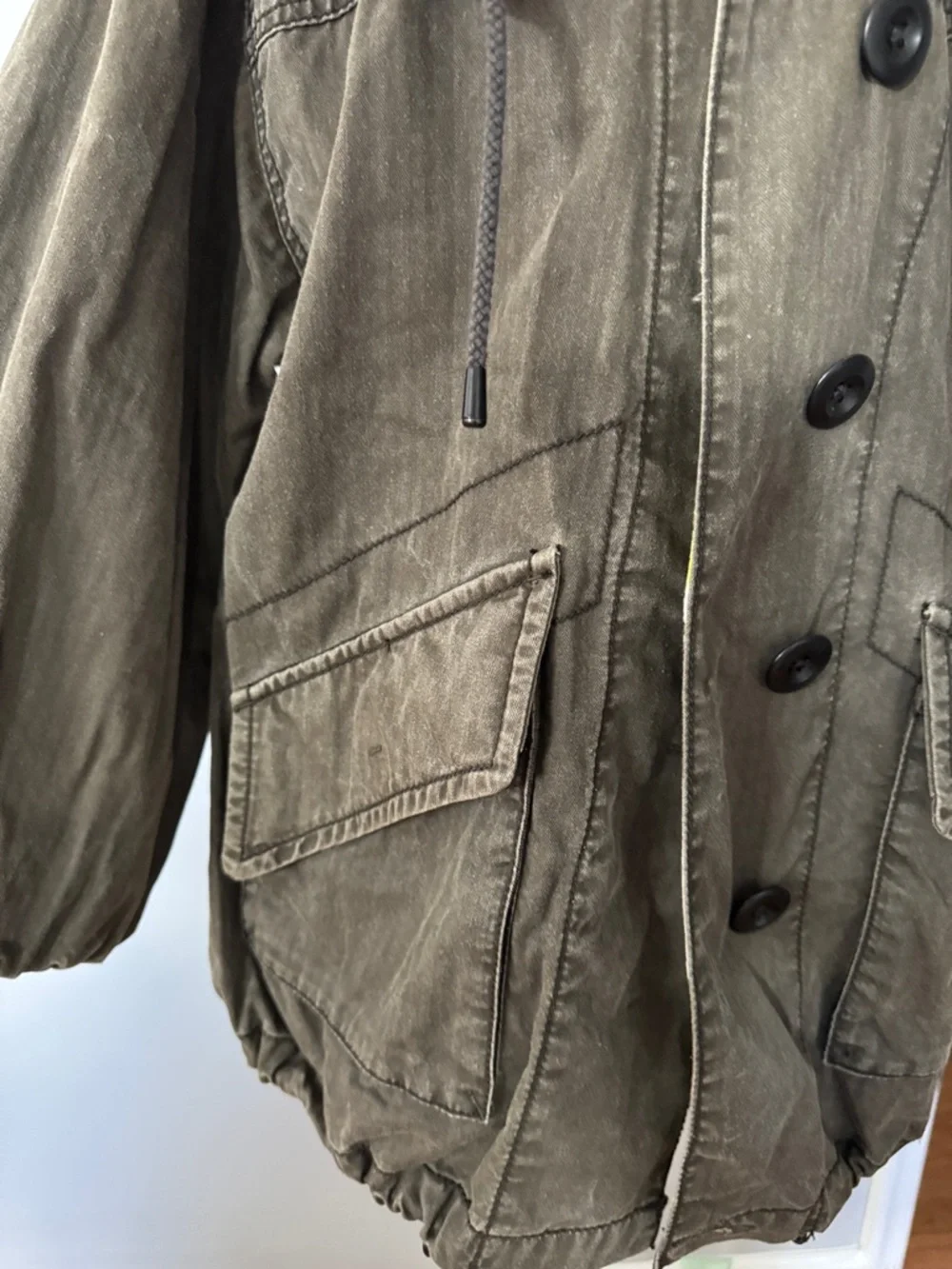 Free People Women’s Olive Hooded Utility Jacket - Picture 5 of 9